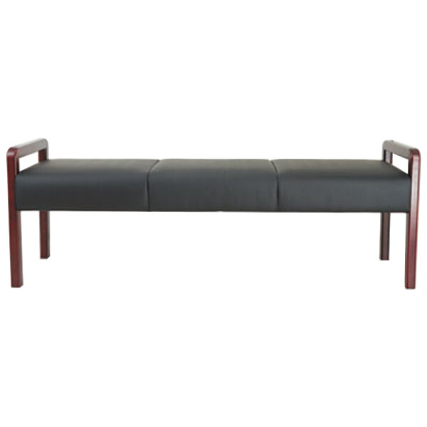 Alera ALERL2419M Reception Lounge Series Black / Mahogany WL Bench - 65 3/4" x 22 1/4" x 22 7/8"