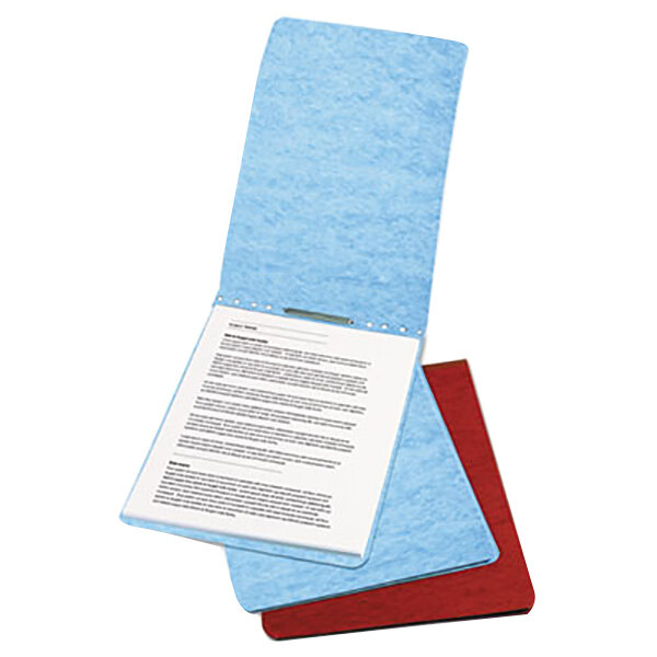 Acco 17022 8 1/2" x 11" Light Blue Presstex Top Bound Report Cover with Prong Fastener - 2" Capacity