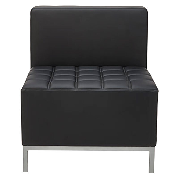 Alera ALEQB8116 QUB Series Black Armless L Modular Seat - 26 3/8" x 26 3/8" x 30 1/2"