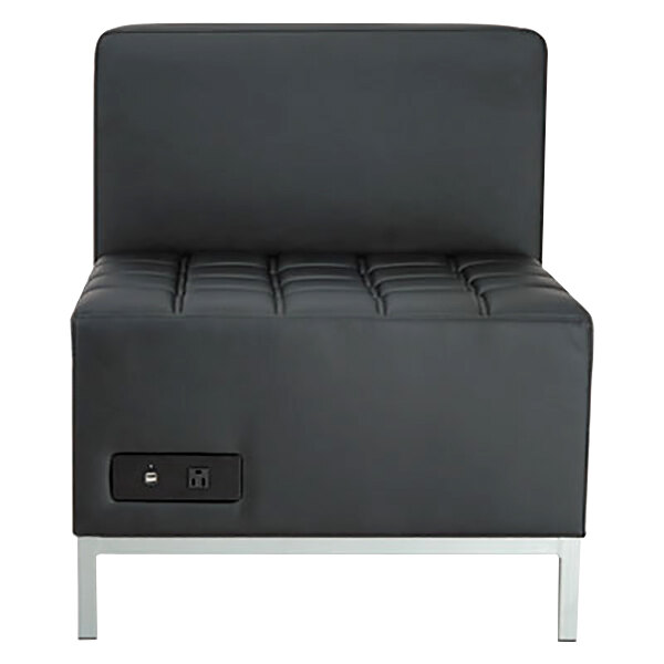 Alera ALEQB8116P QUB Series Black Powered Armless L Modular Seat - 26 3/8" x 26 3/8" x 30 1/2"