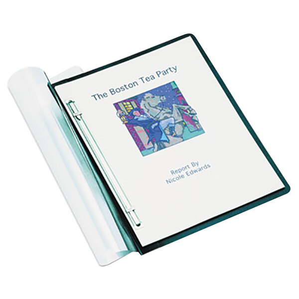 Acco 36251 8 1/2" x 11" Frosted Plastic Side Bound Report Cover with Prong Fastener and Black Back - 3" Capacity