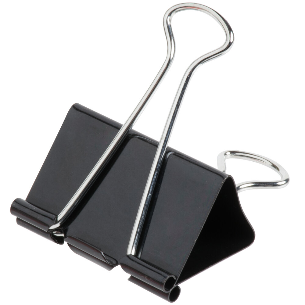 Universal UNV10220 1" Capacity Black Large Binder Clip - 12/Case
