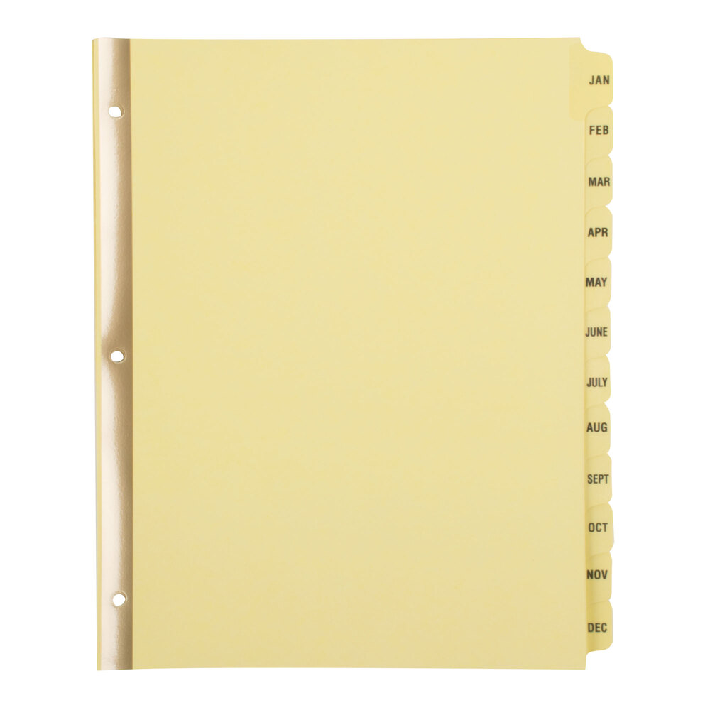 Universal UNV20814 Buff Plastic-Coated 12-Tab Preprinted Month Tab Dividers