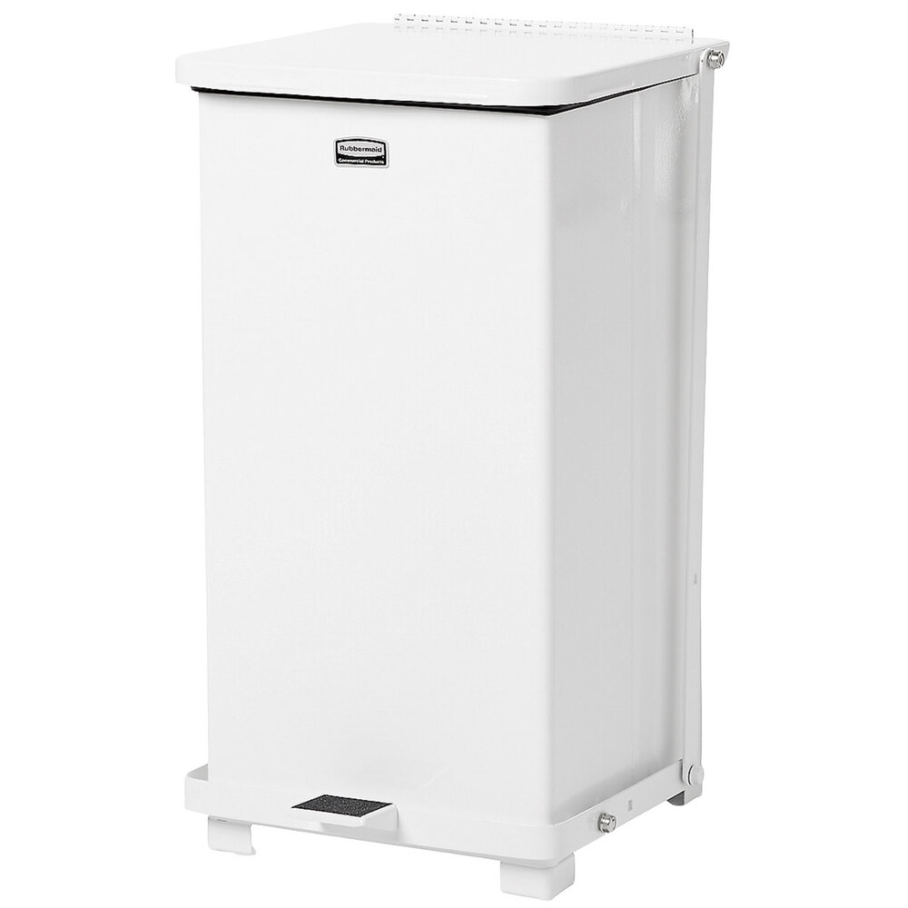 Rubbermaid® FGST12EPLWH The Defenders 6.5 Gallon Steel White Square Medical Step Can with Rigid Plastic Liner