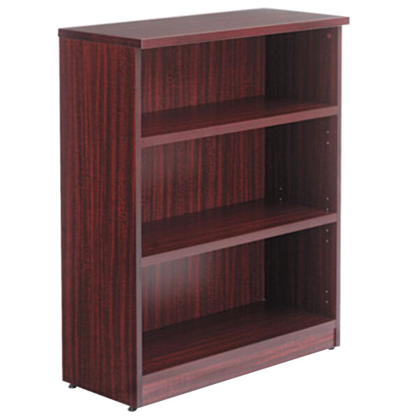 Alera ALEVA634432MY Valencia Series 31 3/4" x 14" x 39 3/8" Mahogany 3-Shelf Bookcase