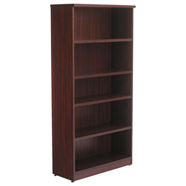 Alera ALEVA636632MY Valencia Series 31 3/4" x 14" x 65" Mahogany 5-Shelf Bookcase