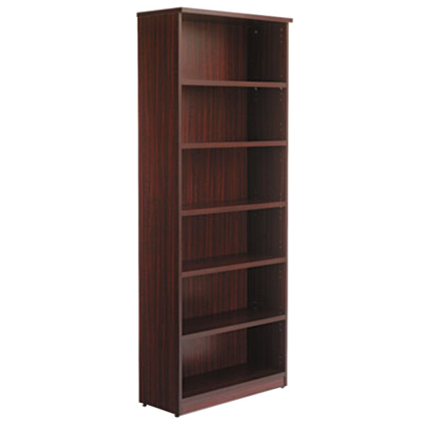 Alera ALEVA638232MY Valencia Series 31 3/4" x 14" x 80 3/8" Mahogany 6-Shelf Bookcase