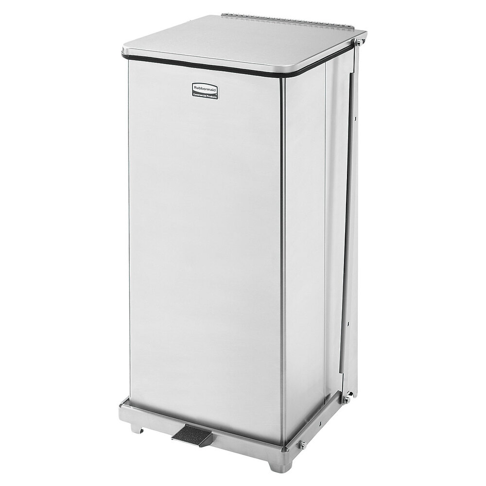 Rubbermaid® FGST24SSPL The Defenders 13 Gallon Stainless Steel Square Medical Step Can with Rigid Plastic Liner