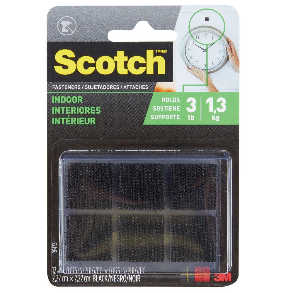 3M RF4721 Scotch™ 7/8" Black Indoor Fastener Set - 6/Pack