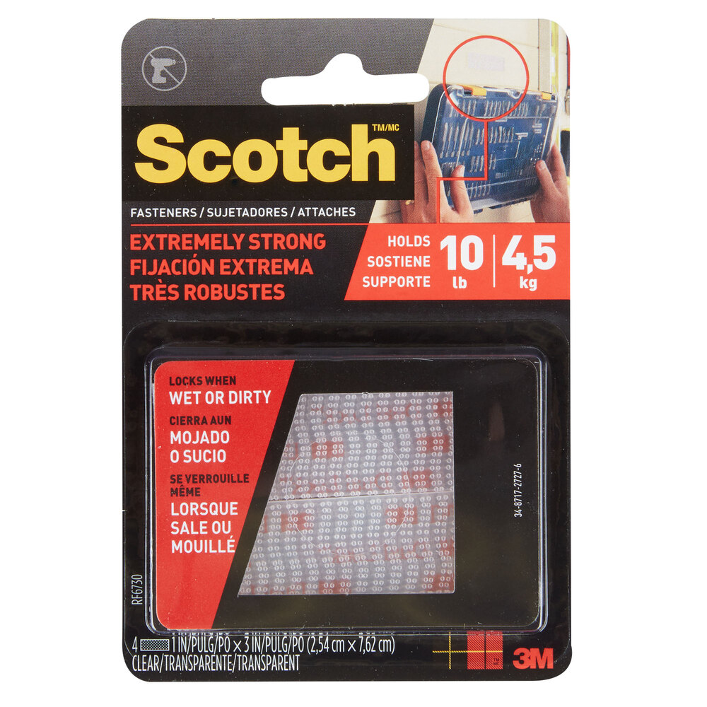 3M RF6730 Scotch™ 3" x 1" Clear Extreme Fastener Set - 2/Pack