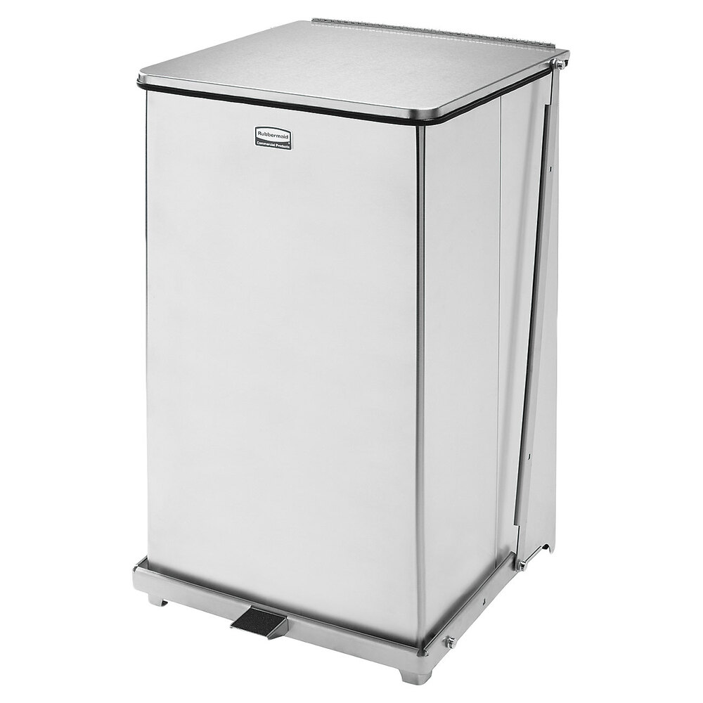 Rubbermaid® FGST40SSPL The Defenders 25 Gallon Stainless Steel Square Medical Step Can with Rigid Plastic Liner