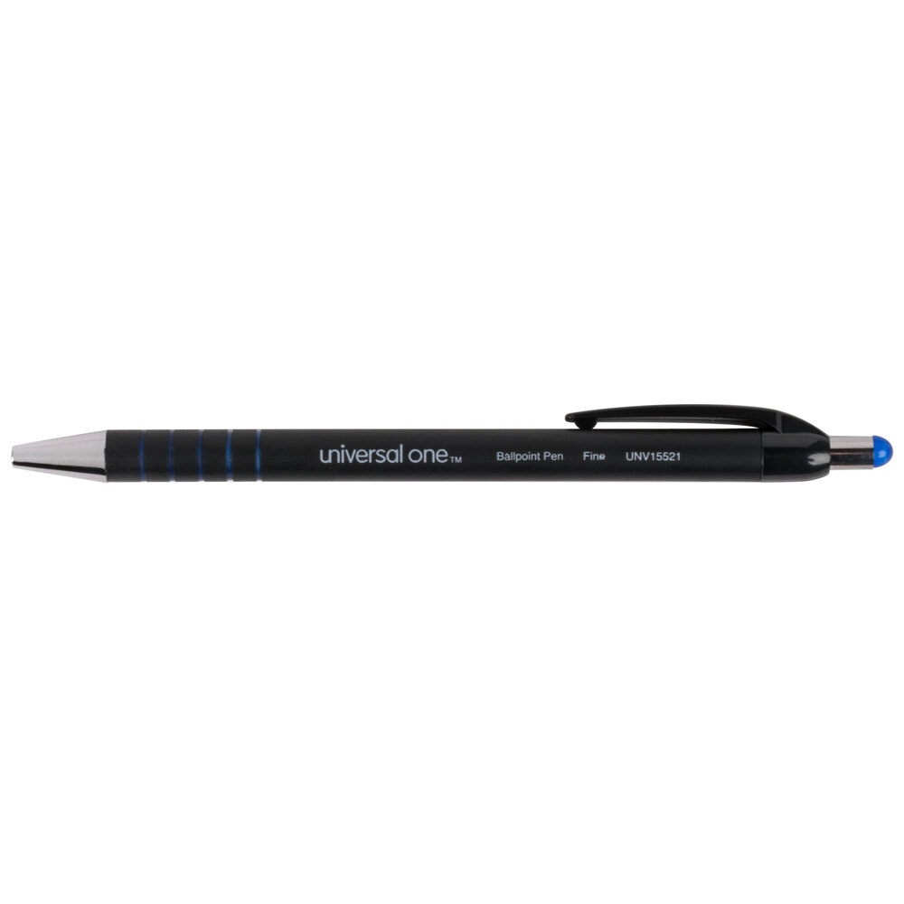 Universal One UNV15521 Comfort Grip Blue Fine Point 0.7mm Retractable Ballpoint Pen  - 12/Pack