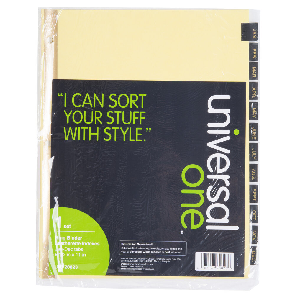 Universal UNV20823 Leather-Look 12-Tab Preprinted Month Tab Dividers