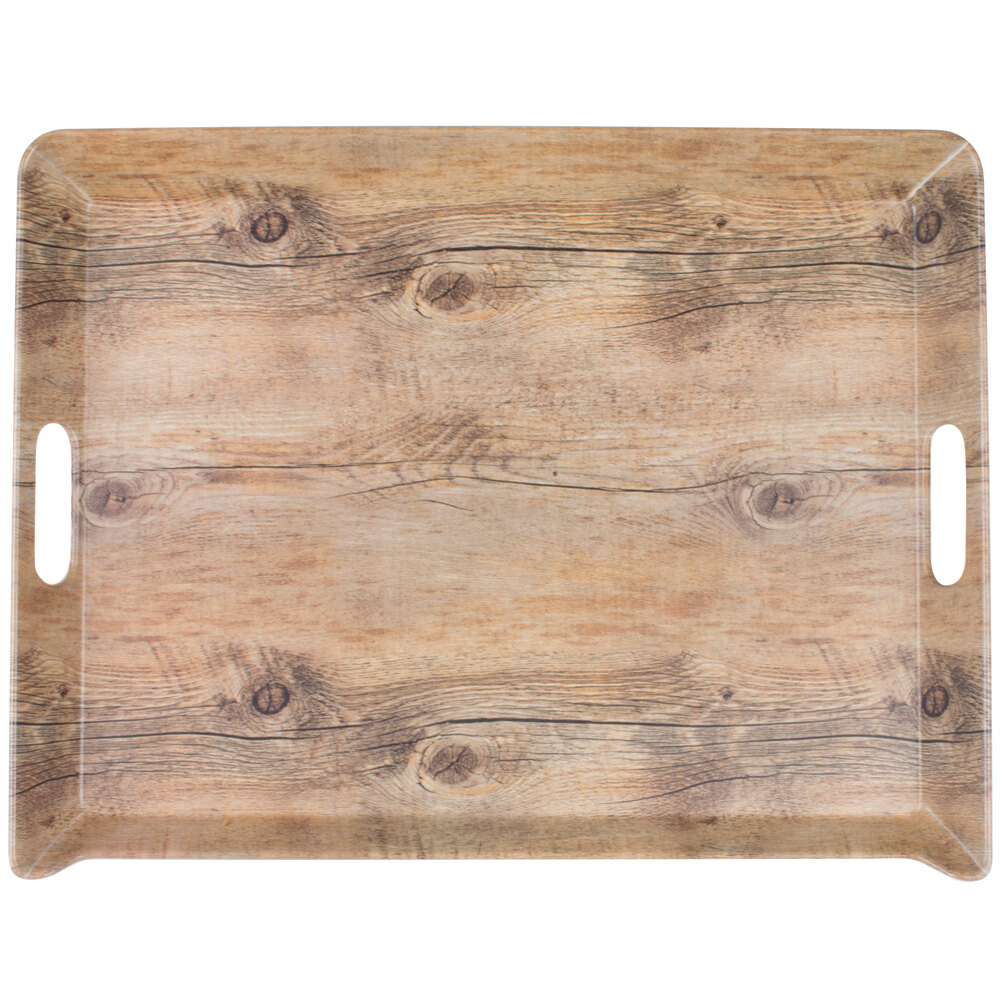 Cal-Mil 3563-47M Hickory Melamine Room Service Tray - 20" x 15 1/2" x 2"