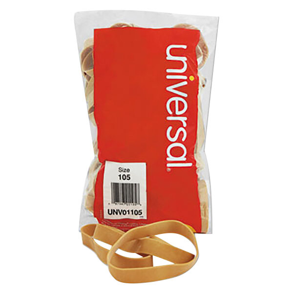 Universal 01105 5" x 5/8" Beige #105 Rubber Band, 1 lb.  - 55/Bag