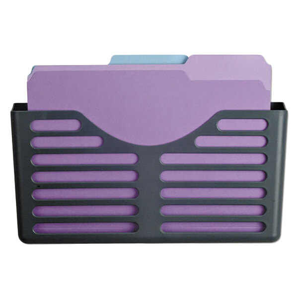 Universal UNV08162 13 1/2" x 3" x 7" Black Recycled Plastic Single File Cubicle Wall Pocket - Letter