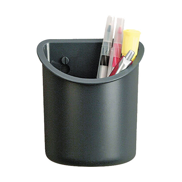 Universal UNV08193 4 1/4" x 2 1/2" x 5" Charcoal Plastic Recycled Cubicle Pencil Cup