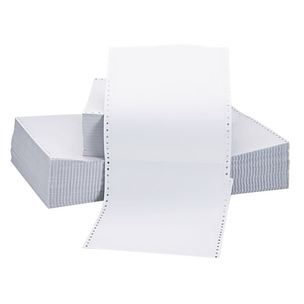 Universal UNV15703 9 1/2" x 11" White Case of 15 lb. 2 Part Perforated Continuous Print Computer Paper - 1650 Sheets