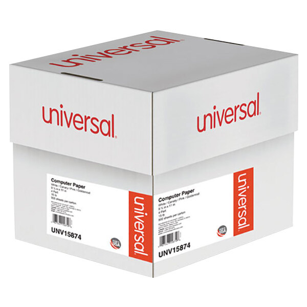 Universal UNV15874 9 1/2" x 11" Multicolor Case of 15 lb. 4 Part Perforated Continuous Print Computer Paper - 900 Sheets