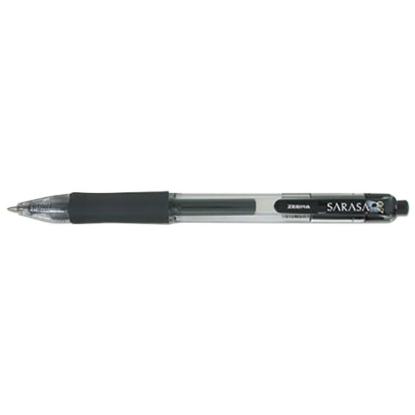 Zebra 46136 Sarasa Black Ink with Transparent Black Barrel 0.7mm Retractable Gel Pen - 36/Pack