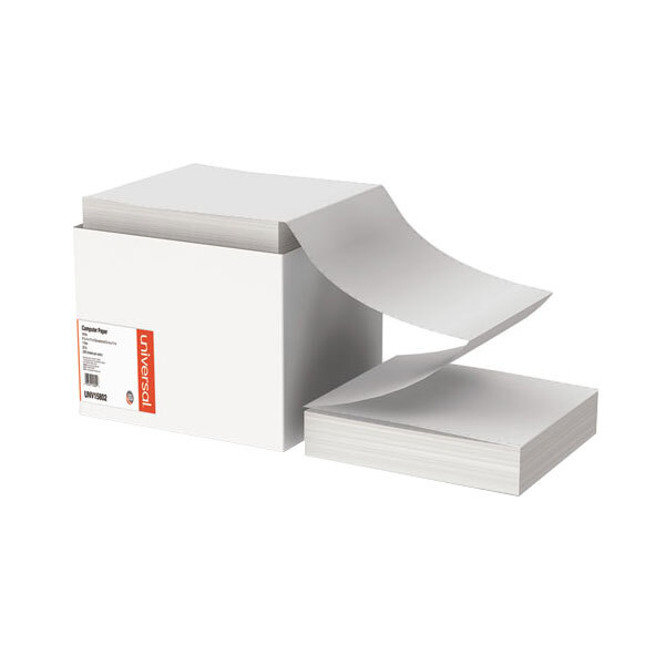 Universal UNV15802 9 1/2" x 11" White Case of 20 lb. Perforated Continuous Print Computer Paper - 2400 Sheets