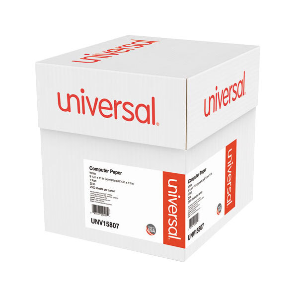 Universal UNV15807 9 1/2" x 11" White Case of 20 lb. Perforated Continuous Print Computer Paper - 2300 Sheets