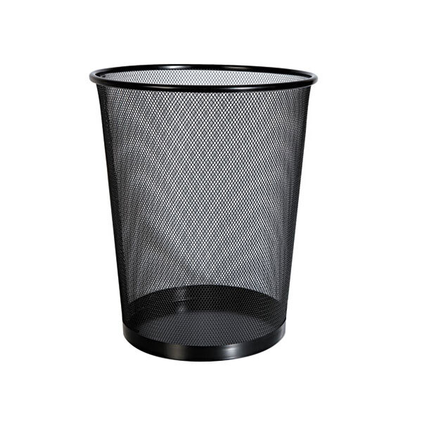 Universal UNV20008 18 Qt. Black Mesh Metal Wastebasket