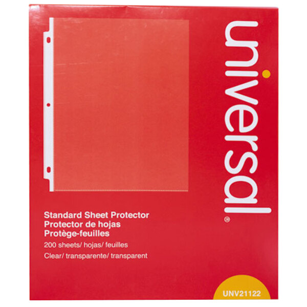 Universal UNV21122 8 1/2" x 11" Clear Standard Weight Sheet Protector, Letter  - 200/Box