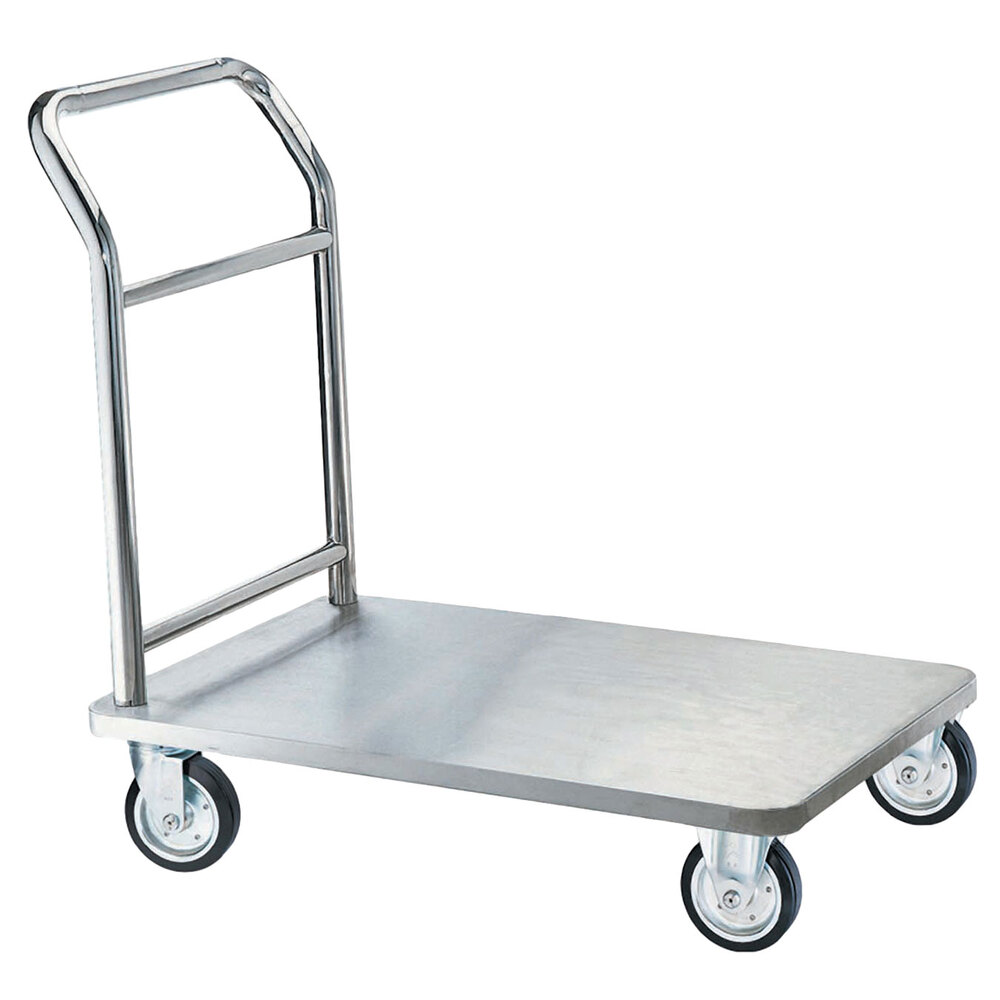 Aarco SB-1C One-Piece Stainless Steel Chrome Finish Luggage Cart - 36" x 24" x 36"