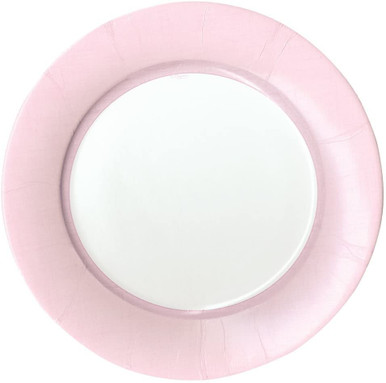 Caspari Round Paper Dinner Plates, Linen Petal Pink - 2 Packs (13281DP)