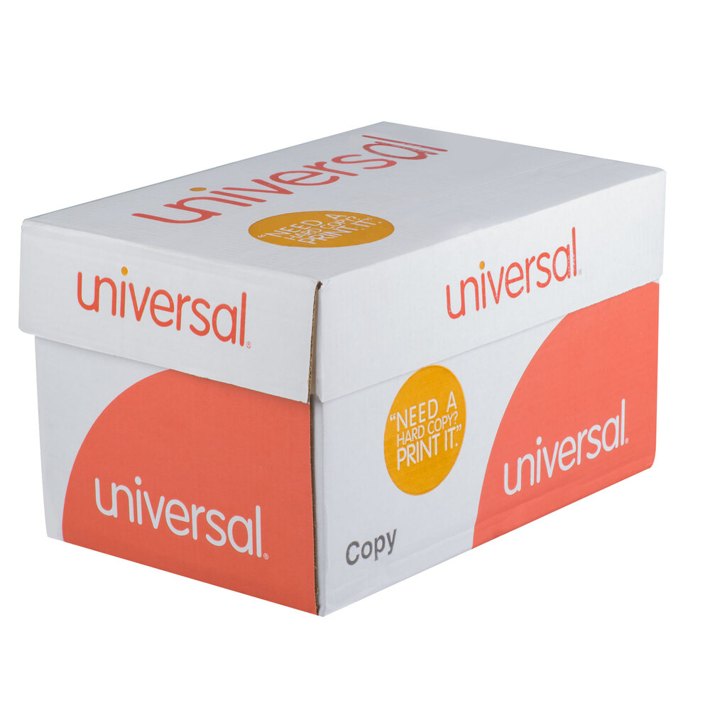 Universal Office UNV24200 8 1/2" x 14" White Case of 20 lb. Copy Paper - 5000 Sheets