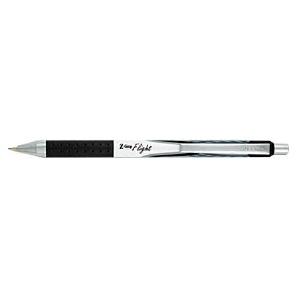 Zebra 21910 Z-Grip Flight Black Ink with White Barrel 1.2mm Retractable Ballpoint Pen - 12/Pack