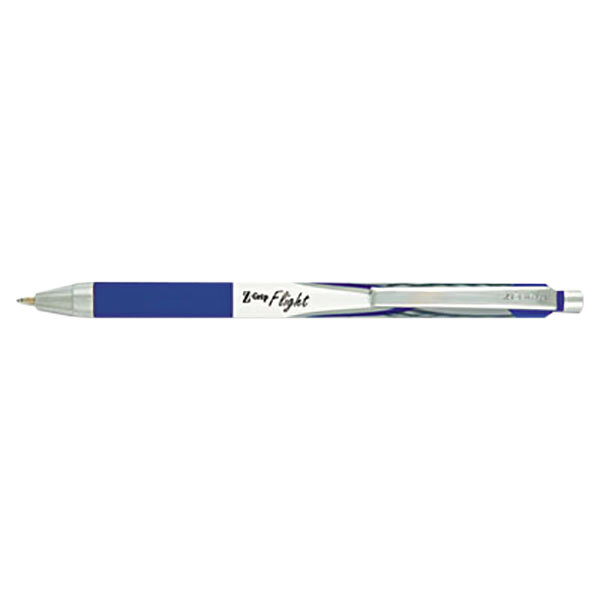 Zebra 21920 Z-Grip Flight Blue Ink with White Barrel 1.2mm Retractable Ballpoint Pen - 12/Pack