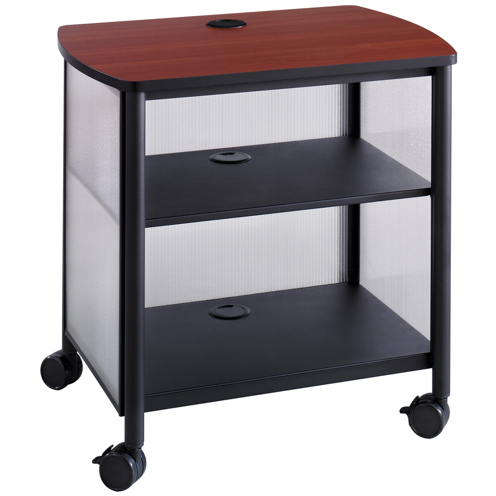 Safco 1857BL Impromptu Black / Cherry Machine Stand with Shelf - 26 1/4" x 21" x 26 1/2"