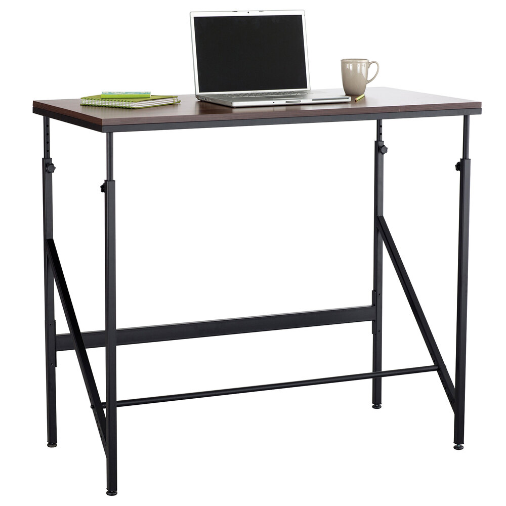 Safco SAF1957WL Walnut / Black Adjustable Standing Desk - 48" x 24" x 50"