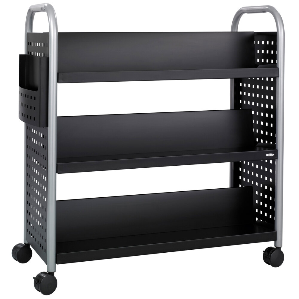 Safco 5335BL 41 1/4" x 17 3/4" Black Six-Shelf Book Cart