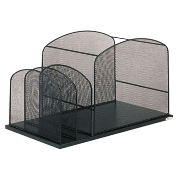 Safco 3259BL 19 3/8" x 11 3/8" x 11 1/4" Black 3 Section Steel Mesh Desktop Hanging File Organizer
