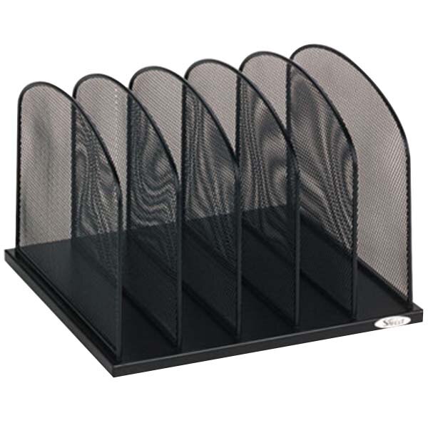 Safco 3256BL 12 1/2" x 11 1/4" x 8 1/4" Black 5 Section Mesh Desktop Organizer