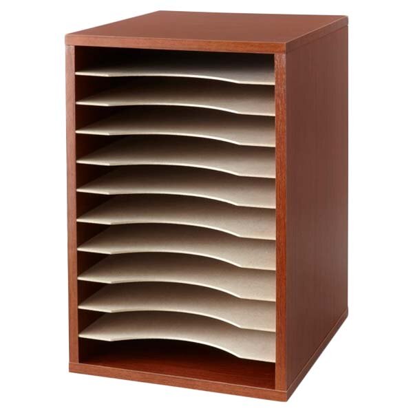 Safco 9419CY 10 3/4" x 12" x 16" Cherry Wood 11 Section Compressed Wood Literature Organizer