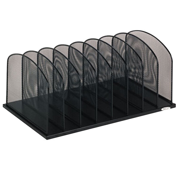 Safco 3253BL 19 1/2" x 11 1/2" x 8 1/4" Black 8 Section Mesh Desktop Organizer