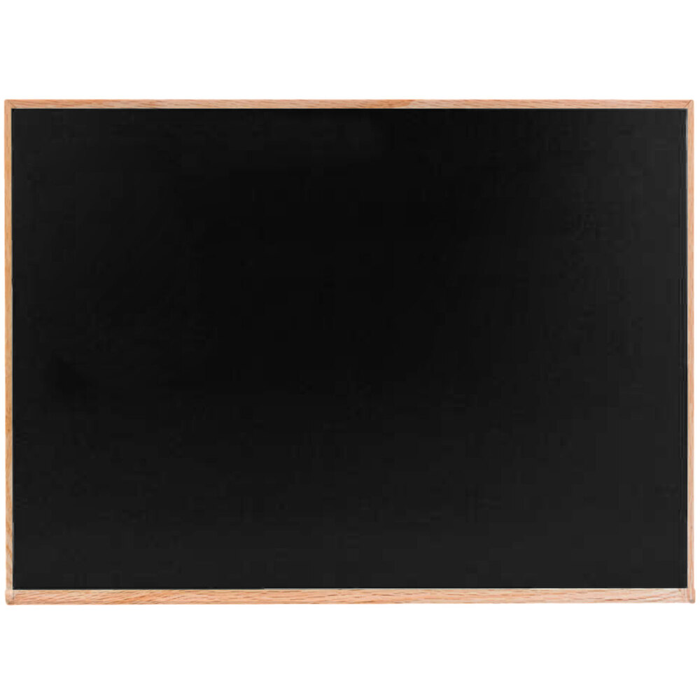 Aarco OC1824B 18" x 24" Black Solid Oak Wood Frame Slate Composition Chalkboard