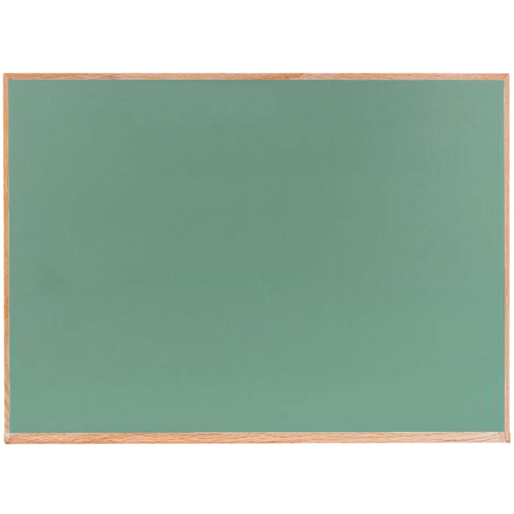 Aarco OC1824G 18" x 24" Green Solid Oak Wood Frame Slate Composition Chalkboard