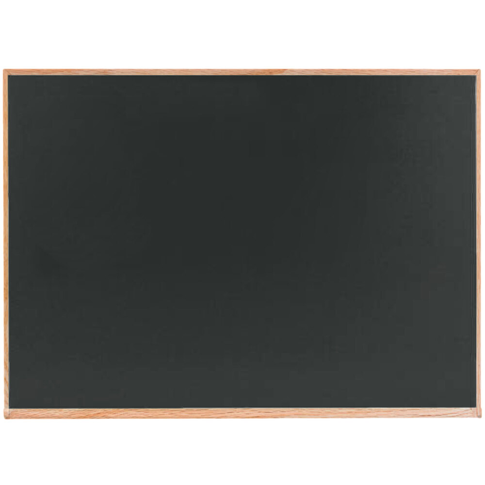Aarco OS1824S 18" x 24" Slate Gray Solid Oak Wood Frame Composition Chalkboard