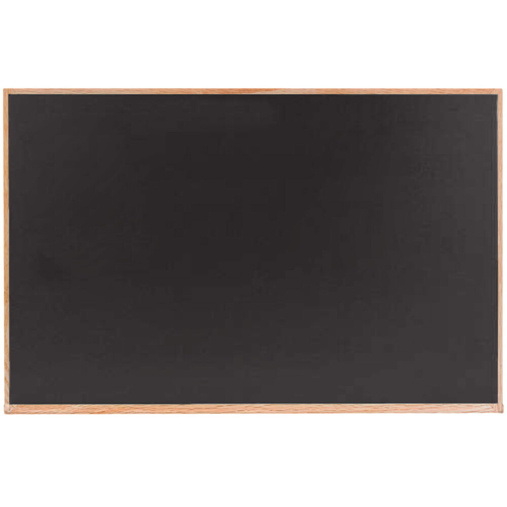 Aarco OC4860B 48" x 60" Black Solid Oak Wood Frame Slate Composition Chalkboard