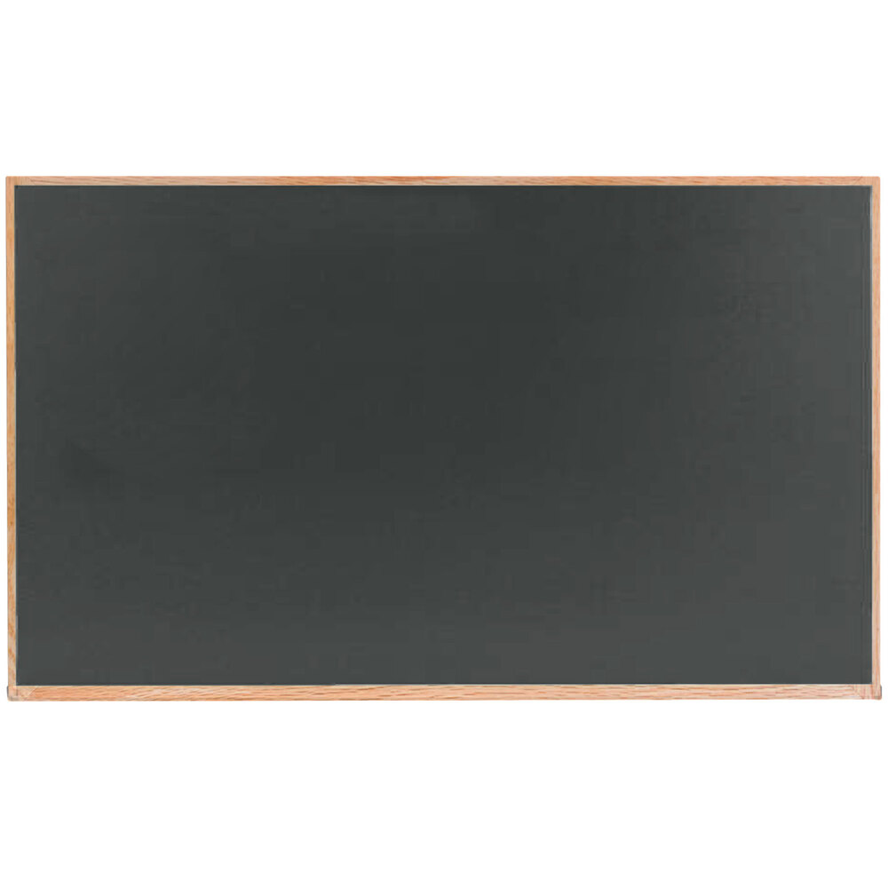 Aarco OS4872S 48" x 72" Slate Gray Solid Oak Wood Frame Composition Chalkboard