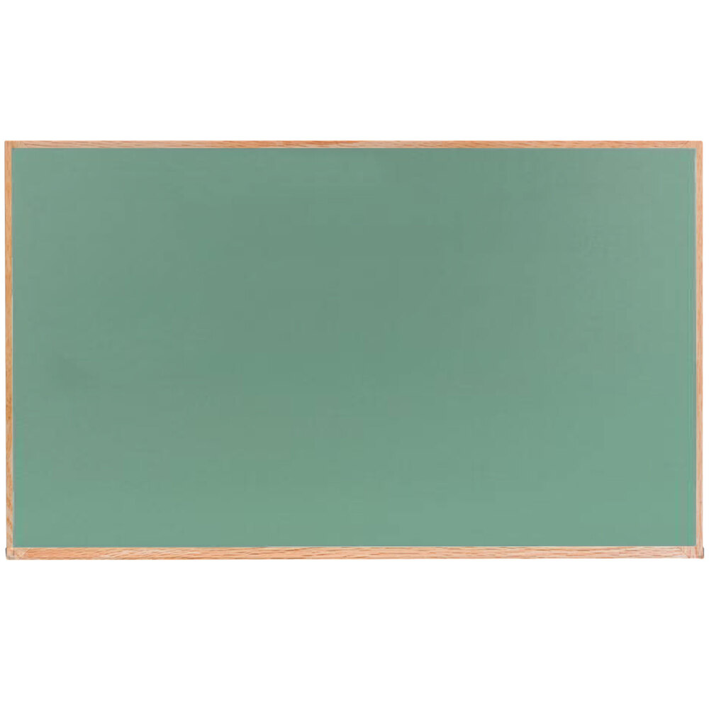 Aarco OS4872G 48" x 72" Green Solid Oak Wood Frame Composition Chalkboard