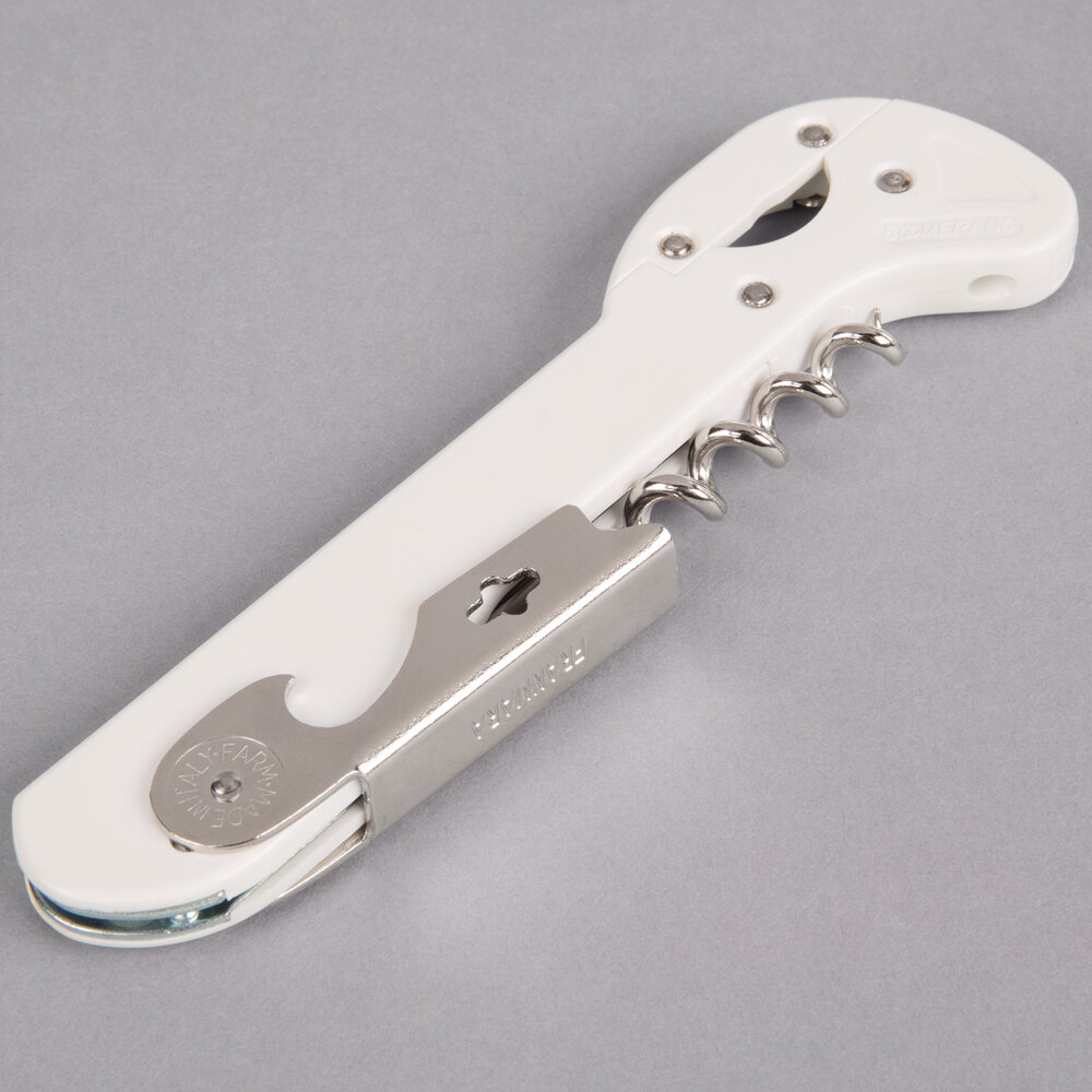 Franmara 2034-24 Boomerang Customizable Waiter's Corkscrew with White Handle