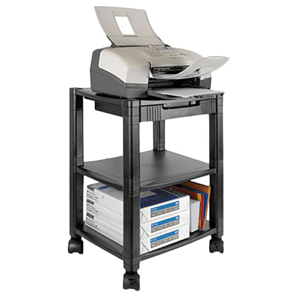 Kantek PS540 Black 3-Shelf Mobile Printer Stand - 17" x 13 1/4" x 24 1/2"