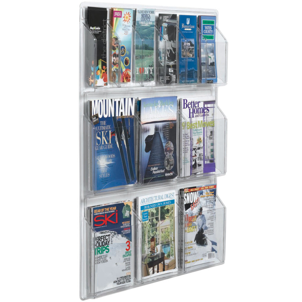 Aarco LRC107 30" x 35" Clear-Vu Combination Pamphlet and Magazine Display with 6 Pamphlet Pockets and 6 Magazine Pockets