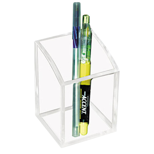 Kantek AD20 2 3/4" x 2 3/4" x 4" Clear Acrylic Pencil Cup
